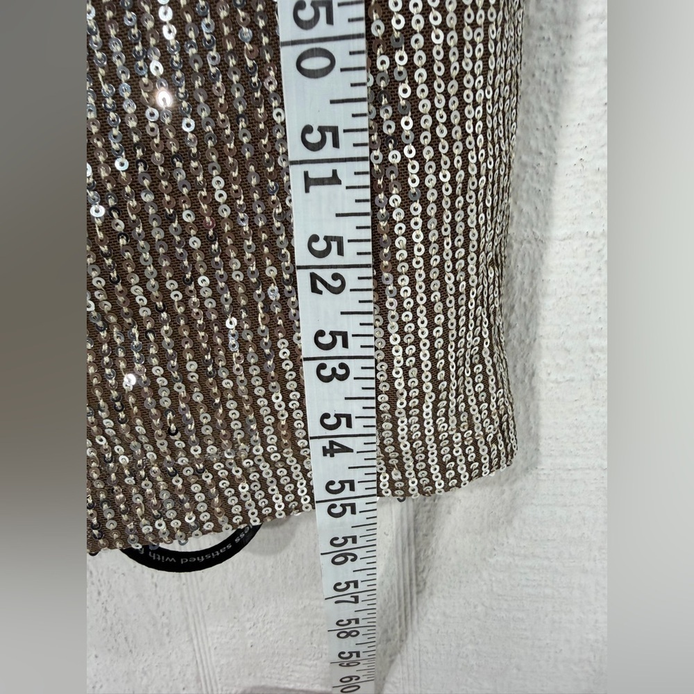 NWT Lavish Alice ALANNI Stretch Sequin Scarf evening gown Silver brown size 2 - Picture 10 of 16
